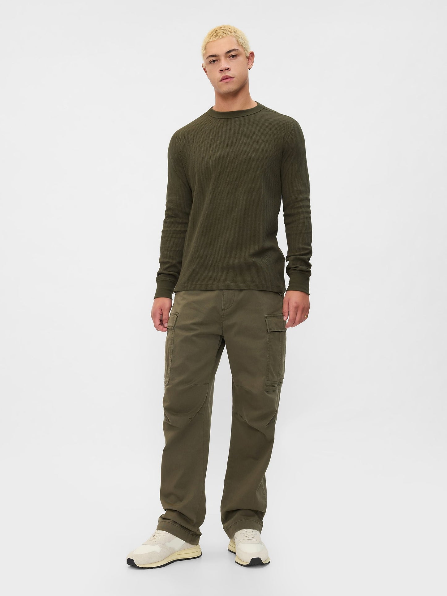 Haki Waffle-knit Crewneck T-shirt
