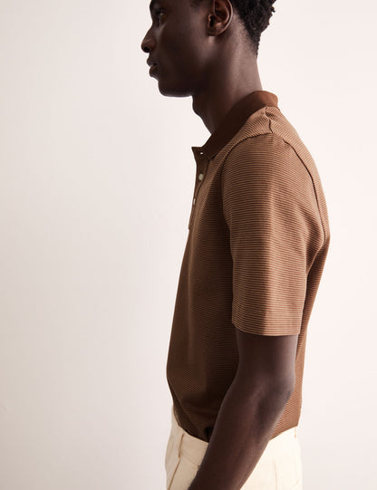 Saf Pamuklu Çizgili Polo T-shirt