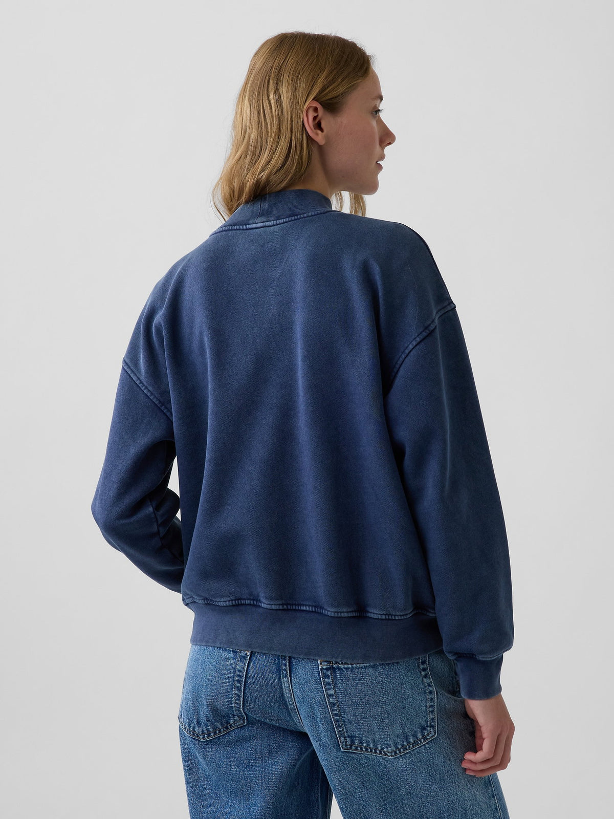 Lacivert Vintagesoft Oversized Mockneck Logo Sweatshirt