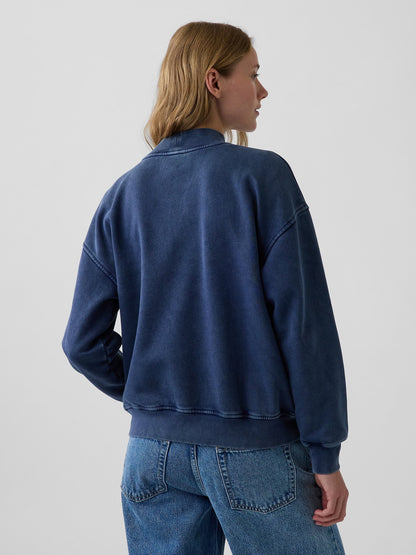 Lacivert Vintagesoft Oversized Mockneck Logo Sweatshirt