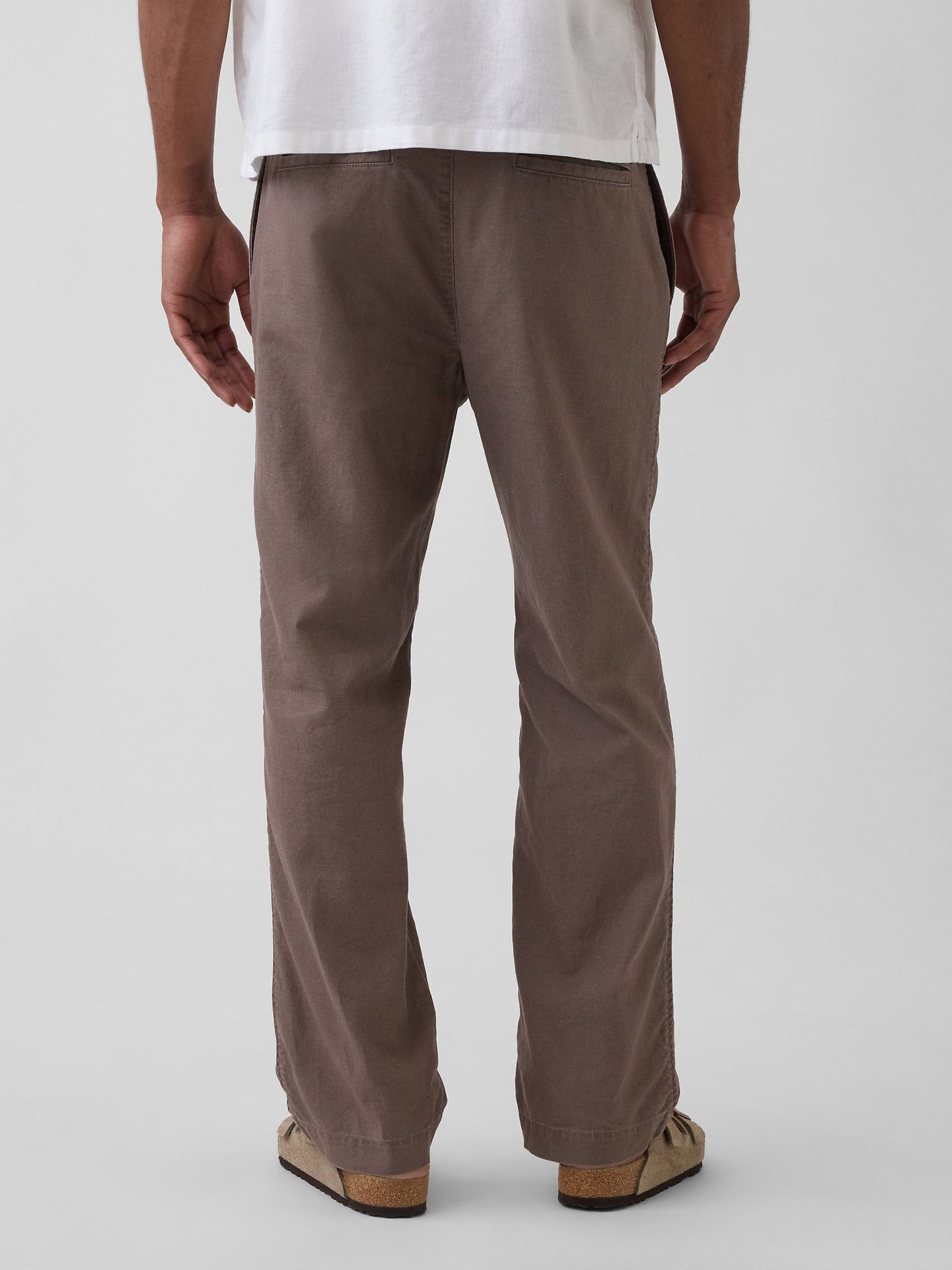 Kahverengi Keten Karışımlı Relaxed Taper Easy Pantolon