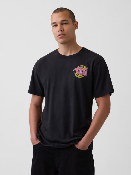 Siyah Tlc Relaxed Grafik Baskılı T-shirt