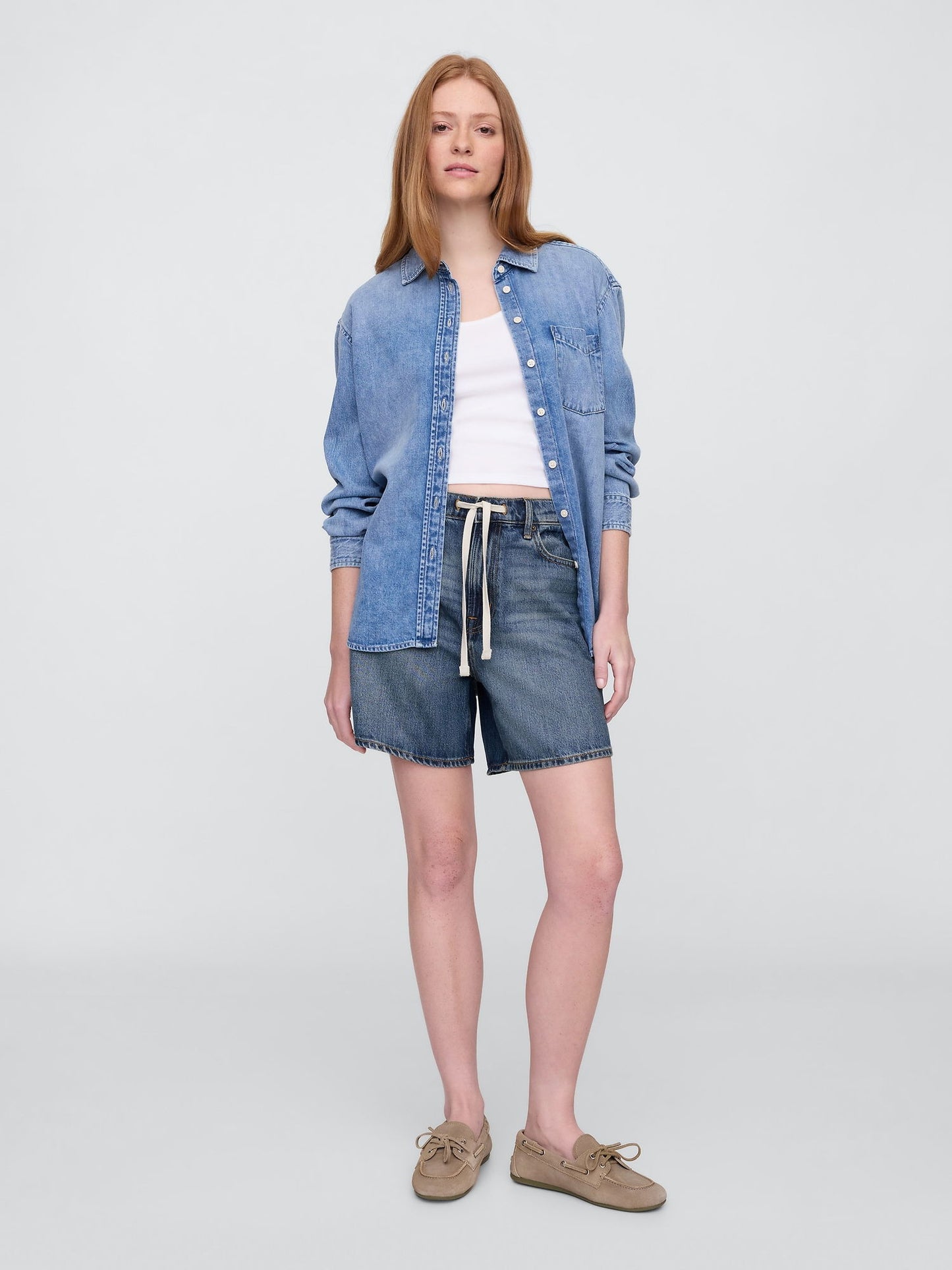 Mavi High Rise Denim Şort