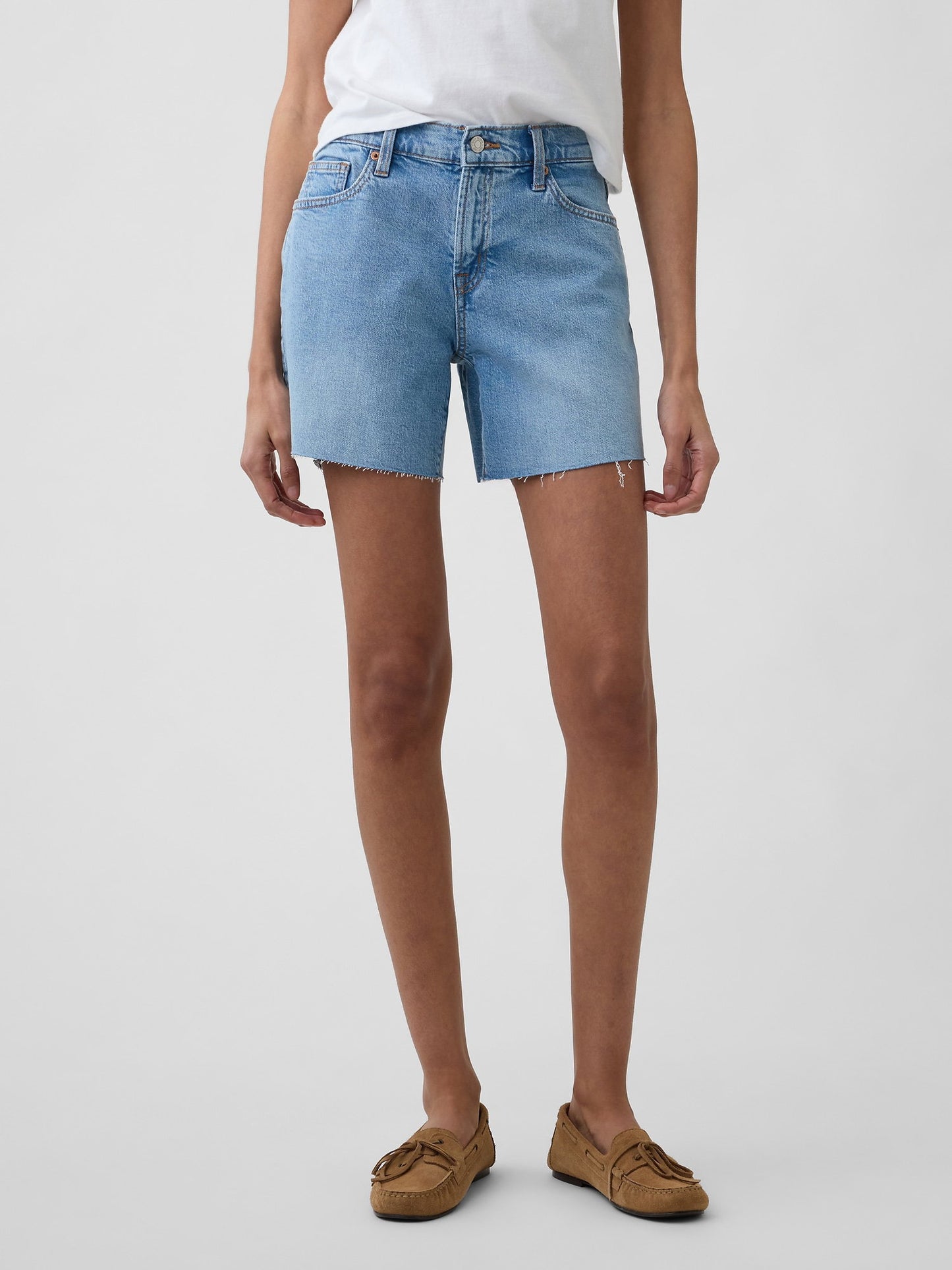 Açık Mavi 5 Mid Rise Soft Denim Şort