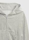 Mor Crop Kadife Fermuarlı Sweatshirt