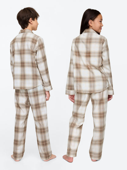 Çok Renkli Geri Dönüştürülmüş Desenli Flannel Pijama Takımı