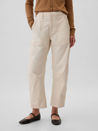 Kırık Beyaz High Rise Barrel Khaki Pantolon
