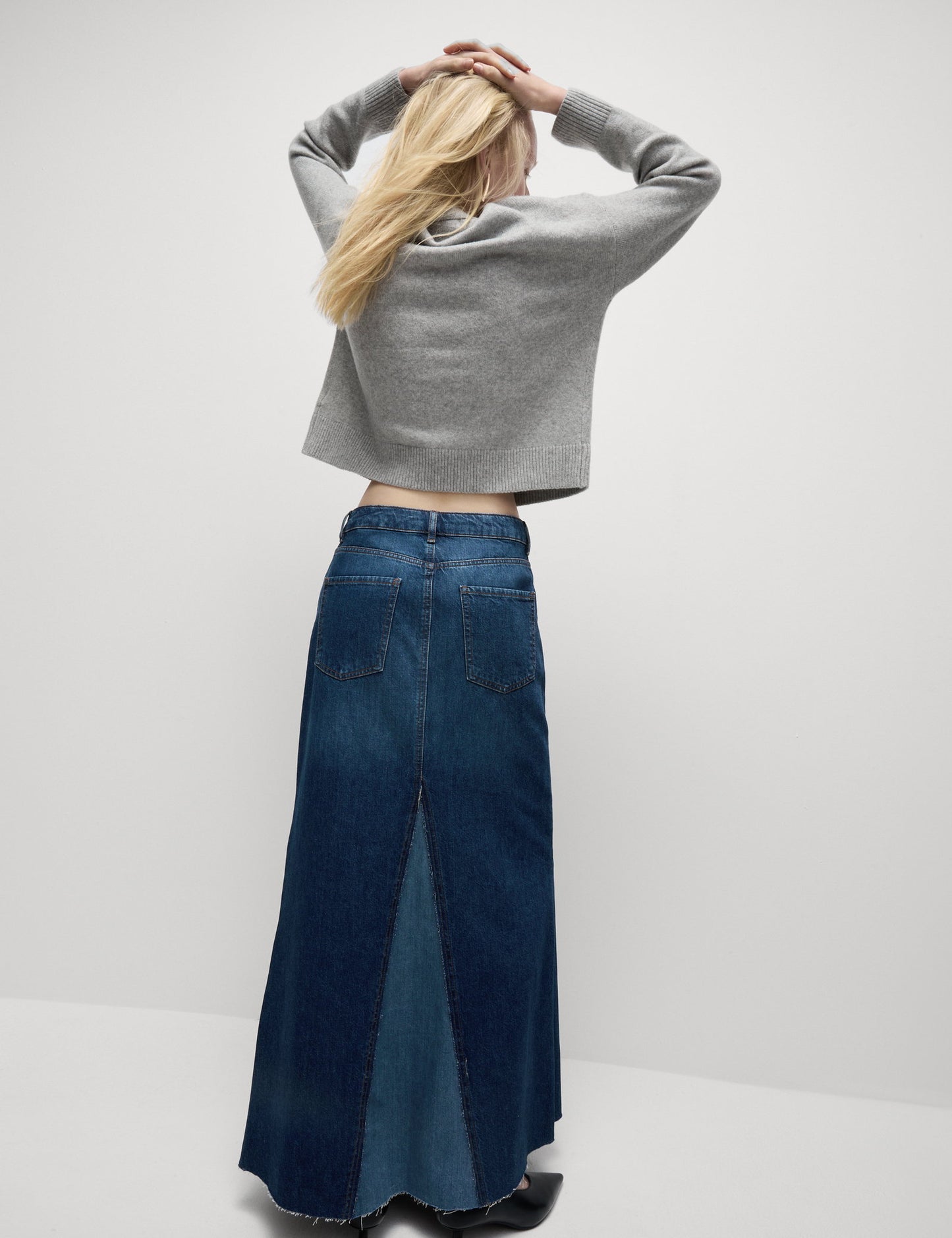 Saf Pamuklu Maxi Denim Etek