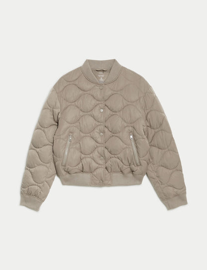 Saten Kapitone Bomber Ceket