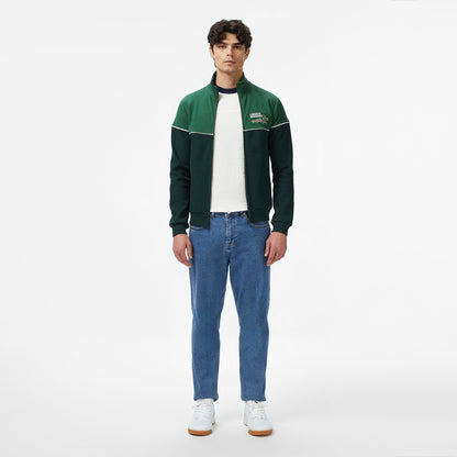 Lacoste Erkek Slim Fit Fermuarlı Renk Bloklu Yeşil Sweatshirt