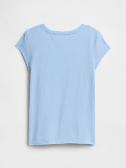 Açık Mavi Grafik Baskılı T-shirt