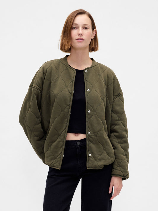 Haki Vintagesoft Kapitone Oversized Ceket