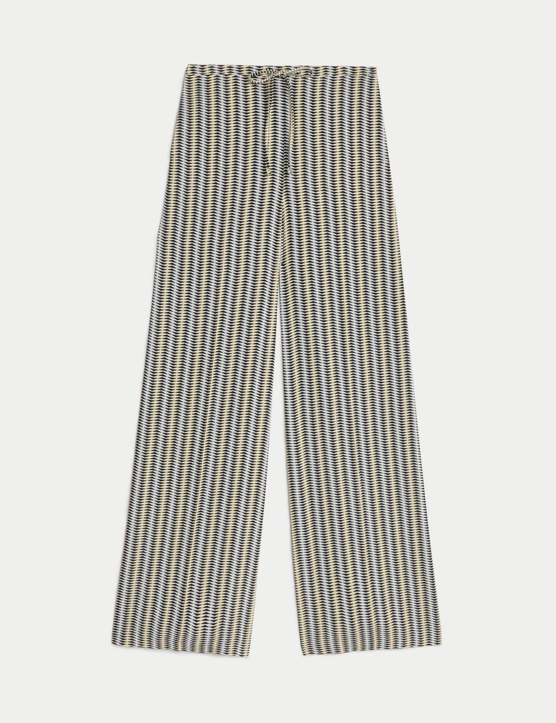 Yüksek Bel Desenli Wide Leg Pantolon