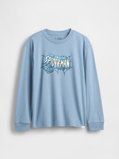 Açık Mavi Marvel Relaxed Grafik T-shirt