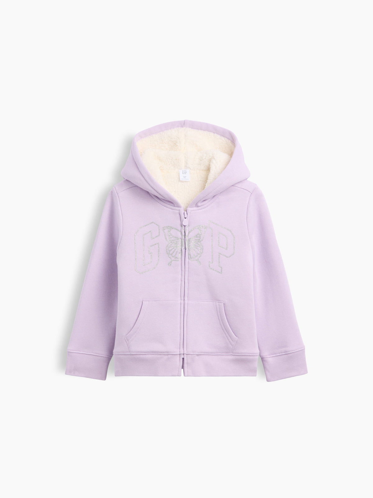 Lila Sherpa Astarlı Logo Fermuarlı Sweatshirt