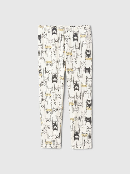 Kırık Beyaz Desenli Legging Tayt