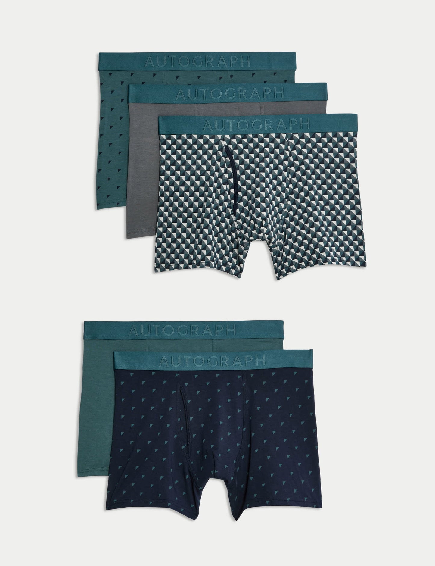 5'li Geometrik Desenli Boxer Seti