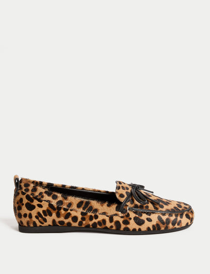 Leopar Desenli Düz Loafer