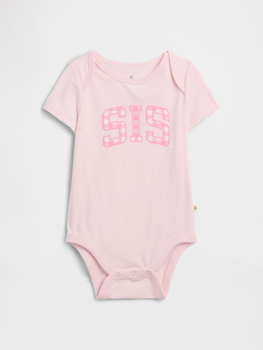 Açık Pembe Grafik Baskılı Bodysuit