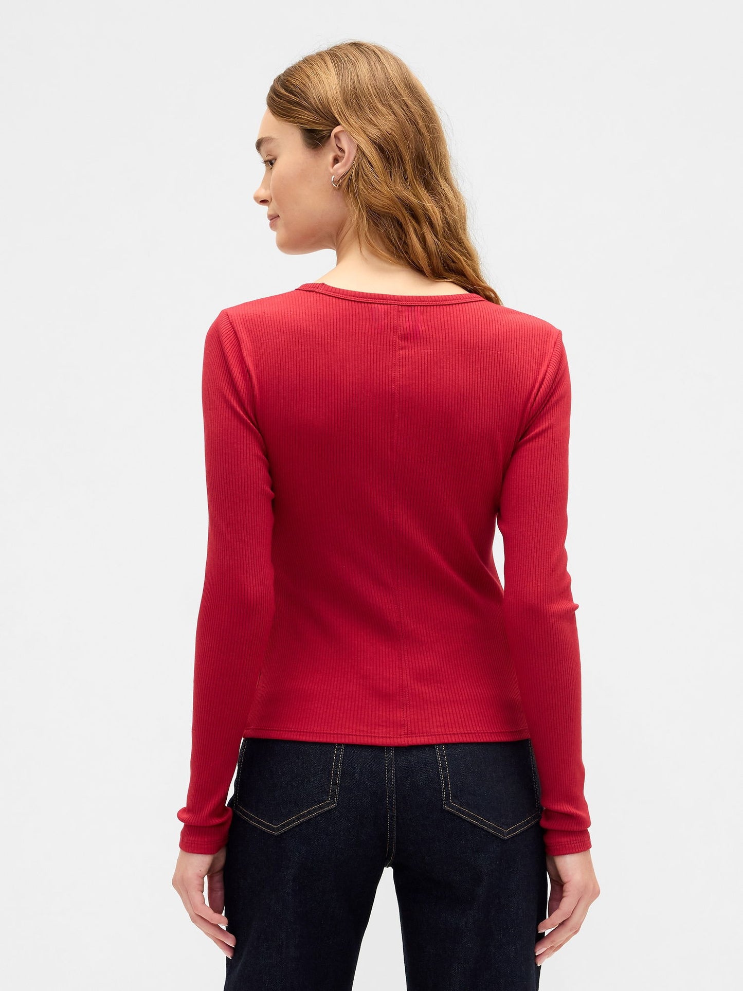 Kırmızı Modern Rib Logo Crop T-shirt