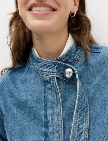 Funnel Yaka Denim Ceket