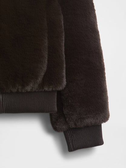 Koyu Kahverengi Faux-fur Bomber Ceket