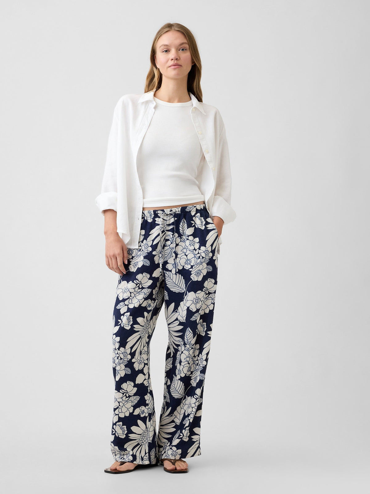 Çok Renkli Mid Rise Pull-on Wide-leg Pantolon