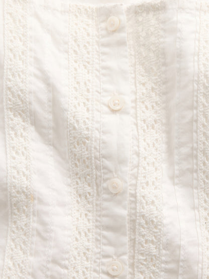 Beyaz Flutter-sleeve Dantel Kenar Detaylı Elbise