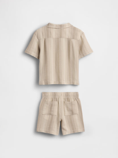 Bej Waffle Cabana Outfit Set