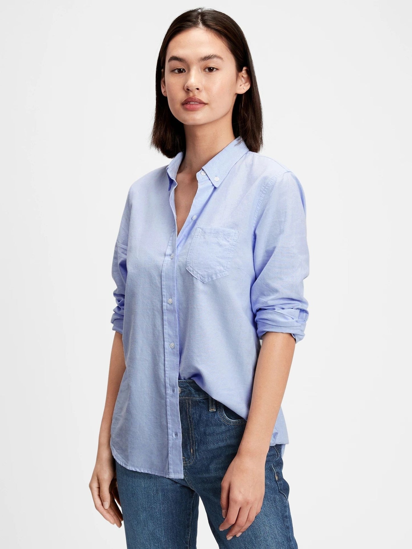Açık Mavi Oxford Boyfriend Gömlek