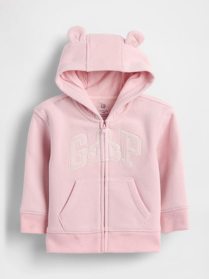 Pembe Vintagesoft Bear Logo Fermuarlı Sweatshirt