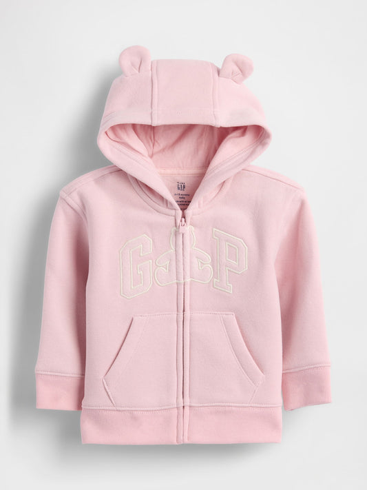 Pembe Vintagesoft Bear Logo Fermuarlı Sweatshirt