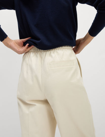 Saf Pamuklu Twill Barrel Leg Pantolon