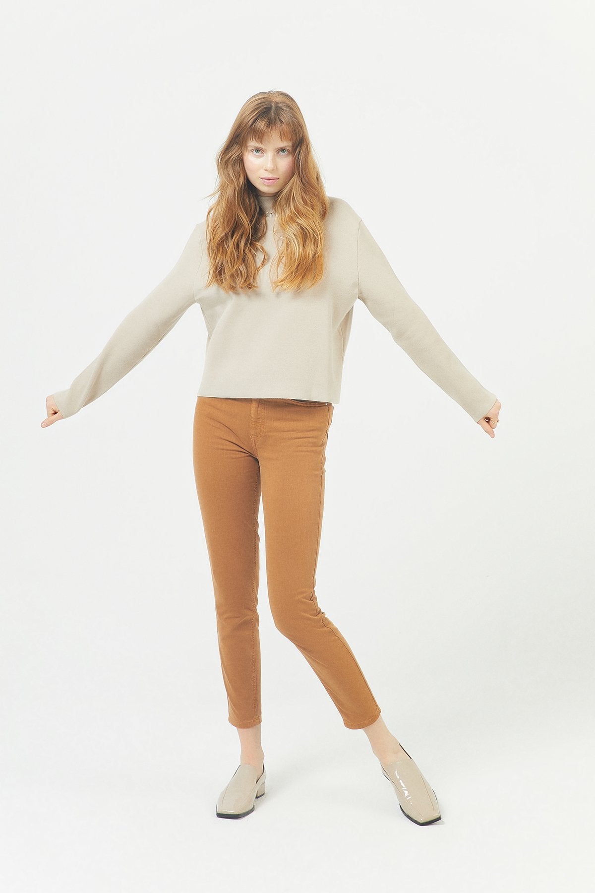 Tütün Yüksek Bel Düz Kesim Jean