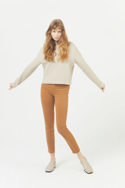 Tütün Yüksek Bel Düz Kesim Jean