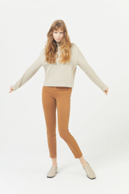 Tütün Yüksek Bel Düz Kesim Jean