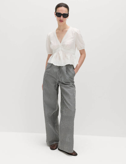 Pötikareli Wide Leg Pantolon