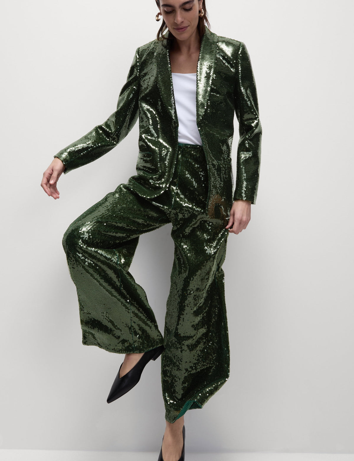 Payetli Wide Leg Pantolon