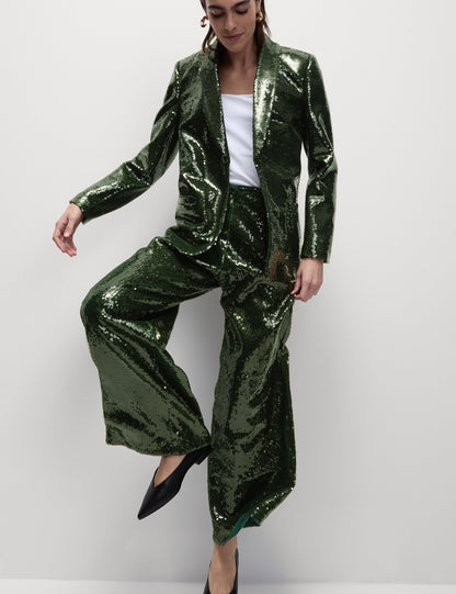 Payetli Wide Leg Pantolon