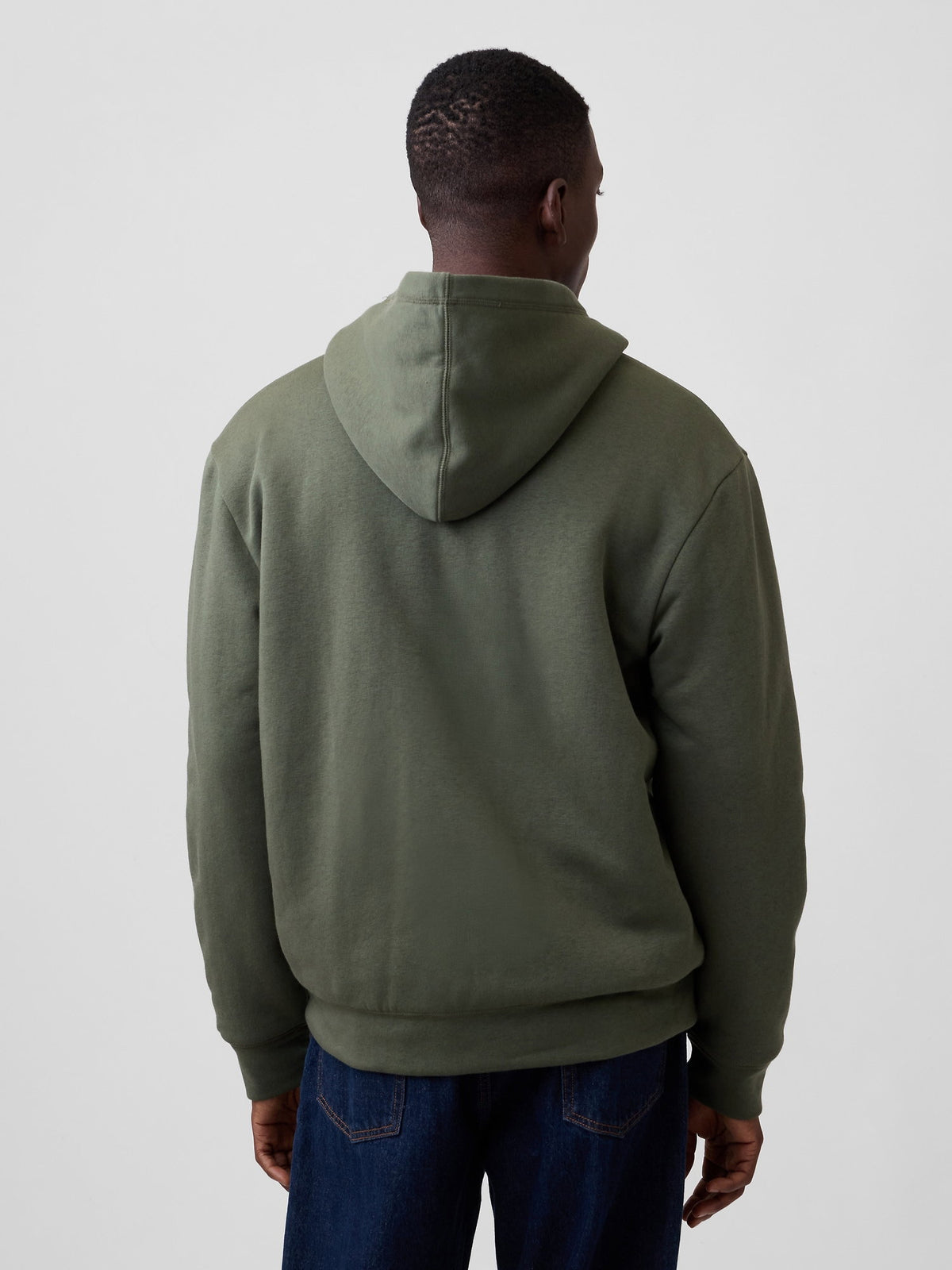 Haki Relaxed Gap Logo Sherpa Astarlı Fermuarlı Sweatshirt