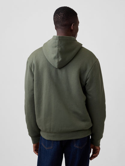 Haki Relaxed Gap Logo Sherpa Astarlı Fermuarlı Sweatshirt