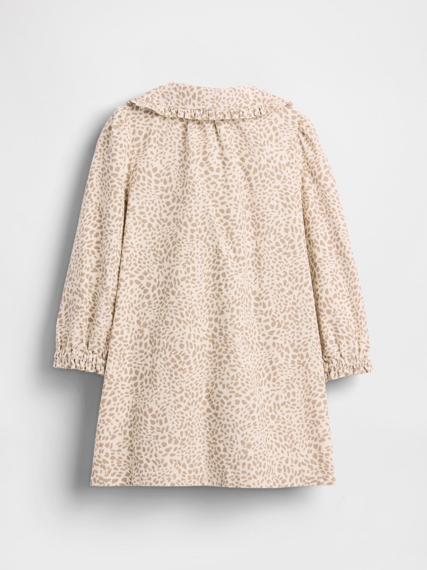 Açık Kahverengi Corduroy Ruffle Dantel Yaka Elbise