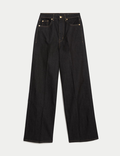 Yüksek Bel Wide Leg Jean Pantolon