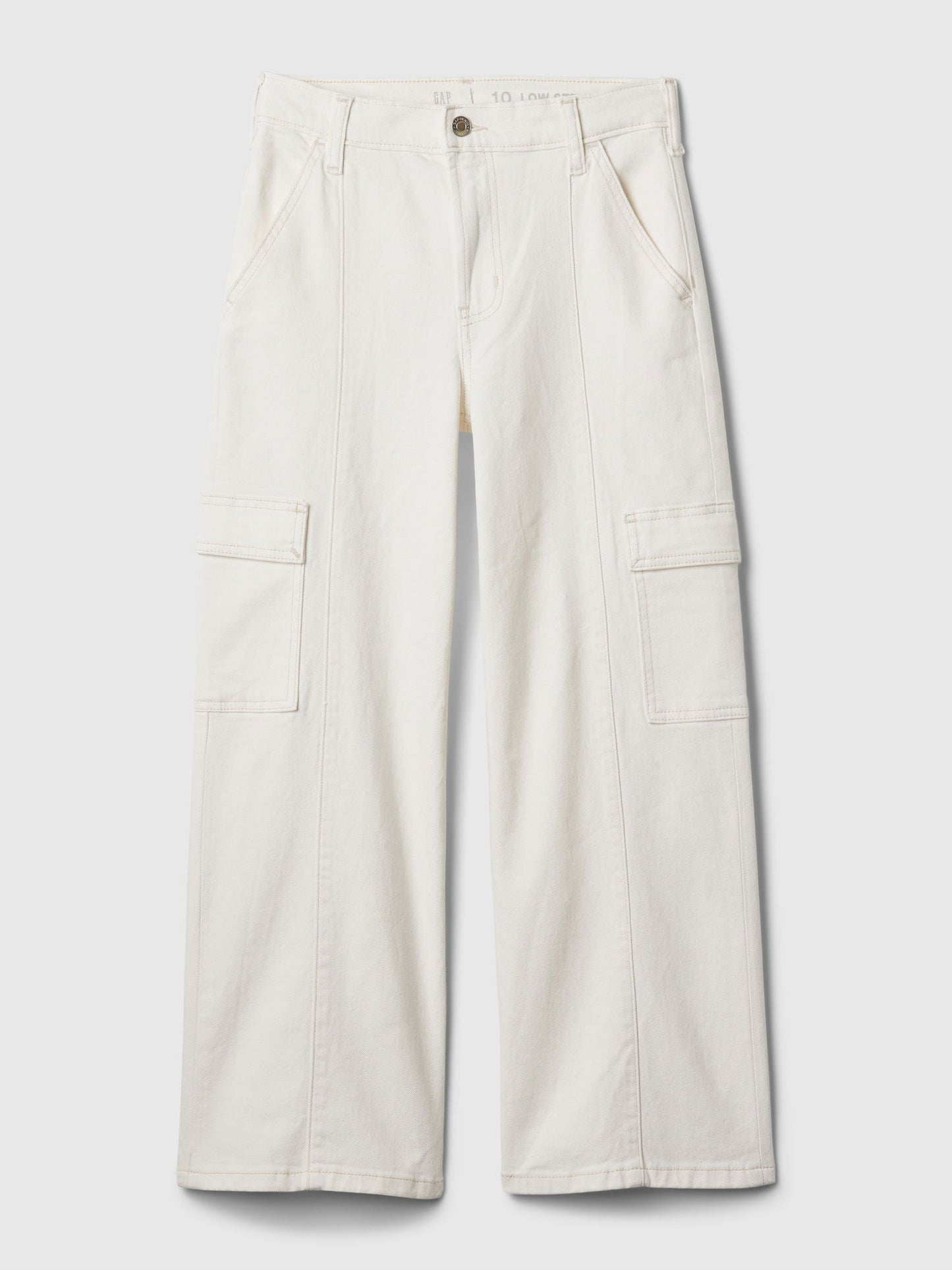 Beyaz Low Rise Stride Wide-leg Jean Pantolon