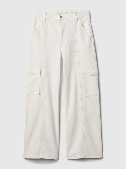 Beyaz Low Rise Stride Wide-leg Jean Pantolon