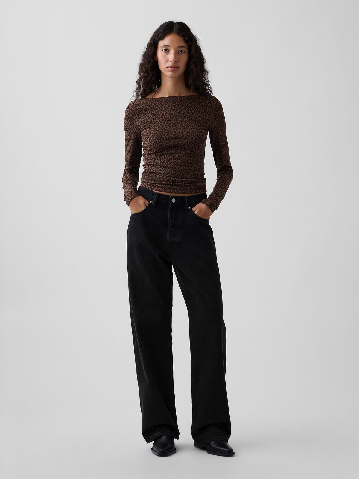 Koyu Kahverengi Closeknit Jersey Scoop-back T-shirt