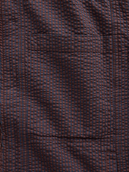 Kahverengi Fermuarlı Gingham Desenli Ceket