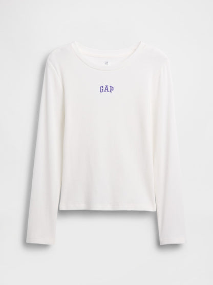 Beyaz Örgülü Gap Logo T-shirt
