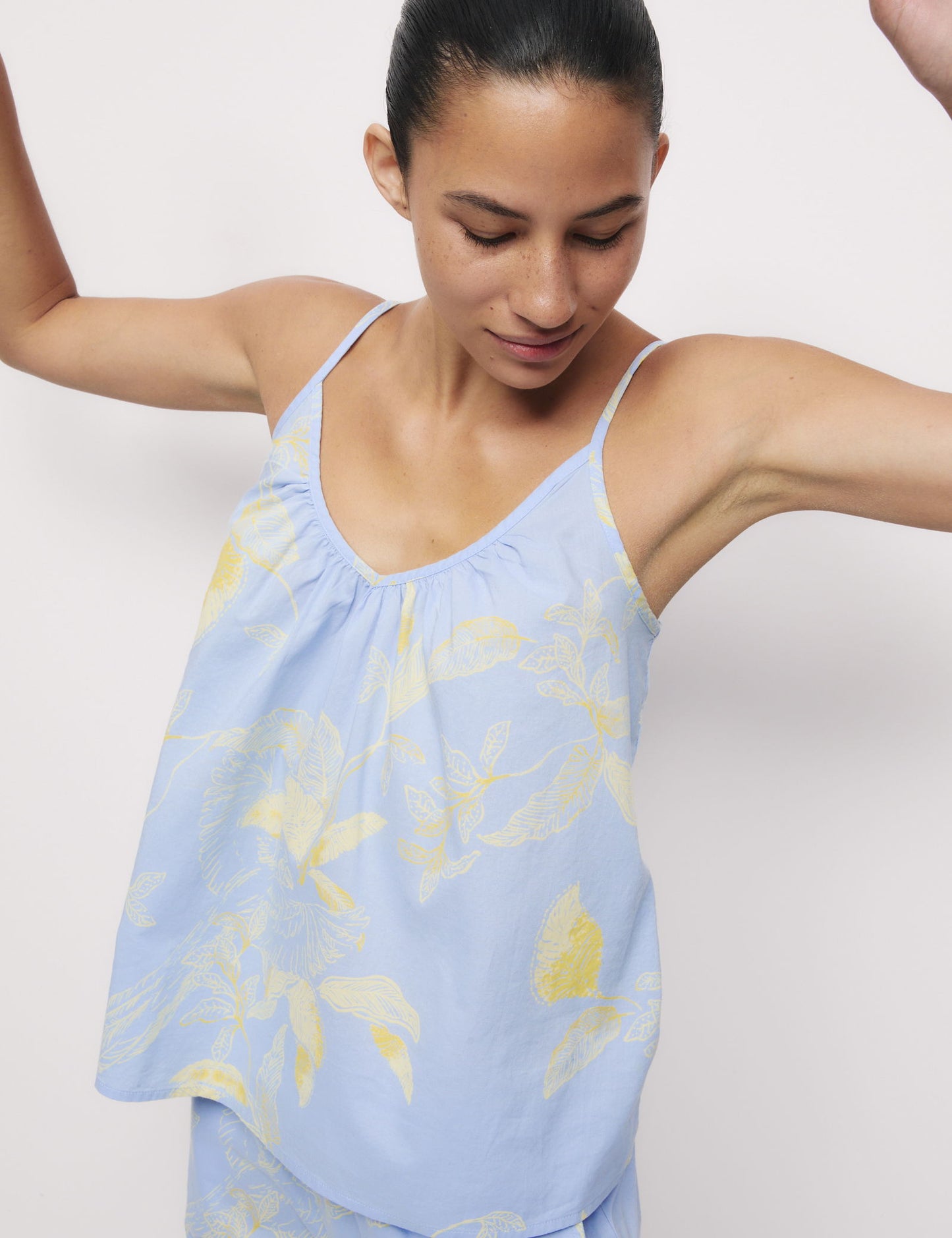 Saf Pamuklu Baskılı Pijama Üstü