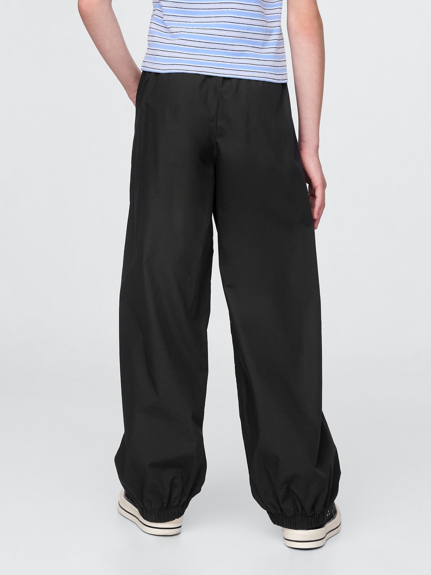 Siyah Poplin Baggy Jogger Pantolon